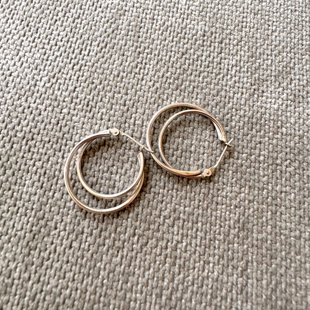 Solid White Gold Hoops